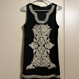 Black and White Embroidered Dress by Connected Apparel